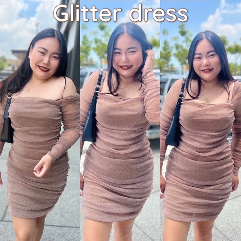 เดรสสาวอวบ กลิตเตอร์วิบวับเล่นแสงมากค่า [Glitter dress]