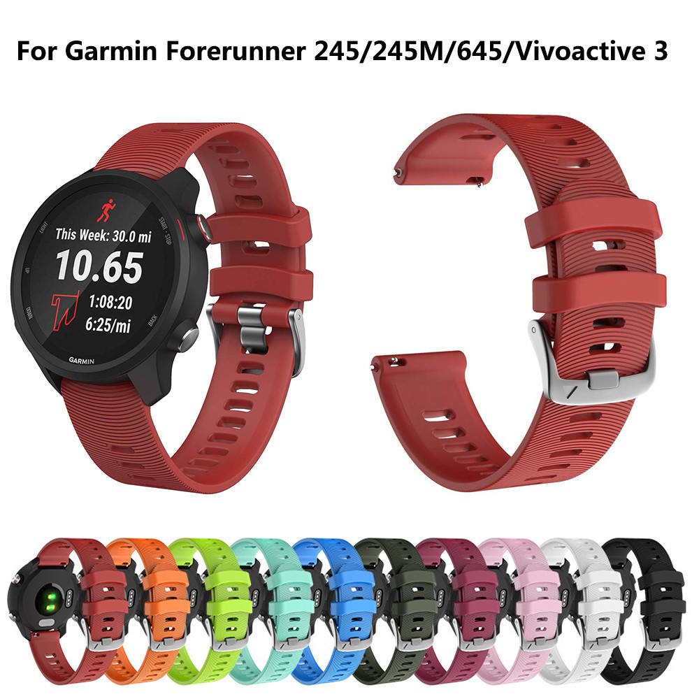 Garmin Forerunner 245 Straps, 20mm Replacement Silicone Wrist Band Strap for Garmin Forerunner 245/245 Music/645/Vivoactive 3/Venu Smart Watch