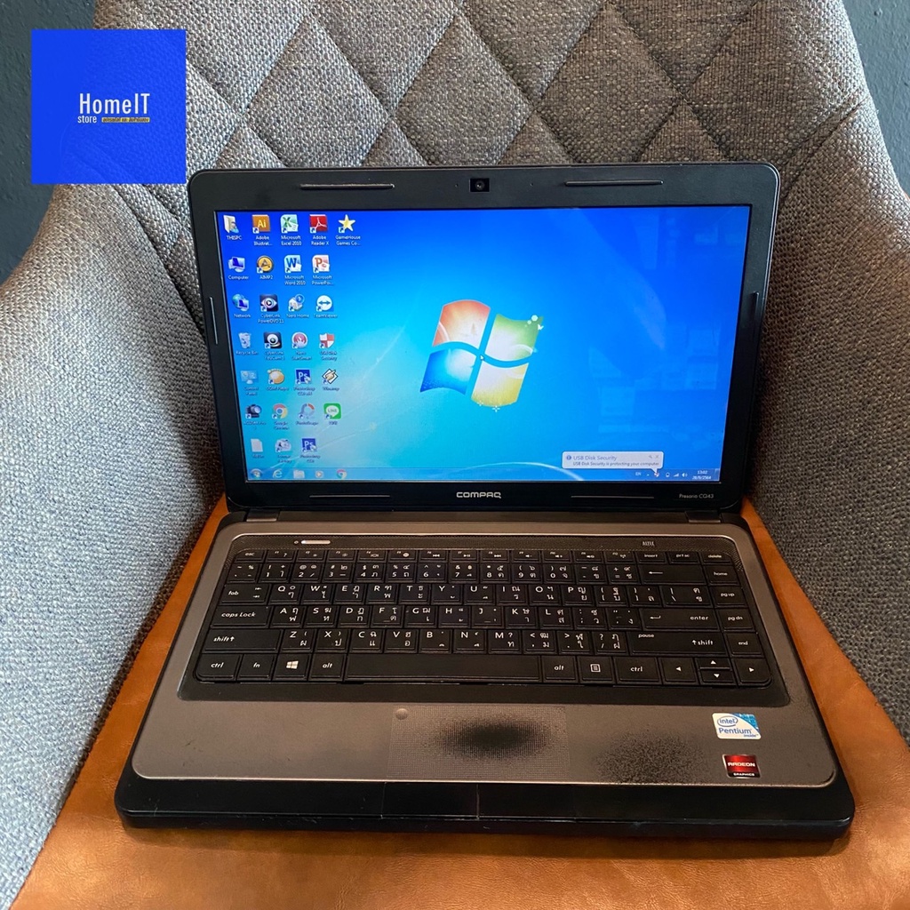 โน้ตบุ๊คมือสอง COMPAQ CQ43 ซีพียู Pentium มีการ์ดจอแยก AMD 7400M