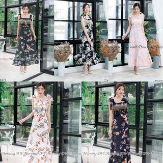 Dressworld เดรสสายเดี่ยว ทรงปล่อยๆ ดีเทลสม๊อคช่วงอก เนื้อผ้าลายนกกระเรียน .