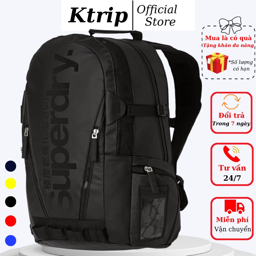 Superdry Mega Ripstop Tarp Backpack กระเป๋าเป้สะพายหลังเดินทางและแล็ปท็อปกันน้ําสําหรับผู้ชายและผู้ห