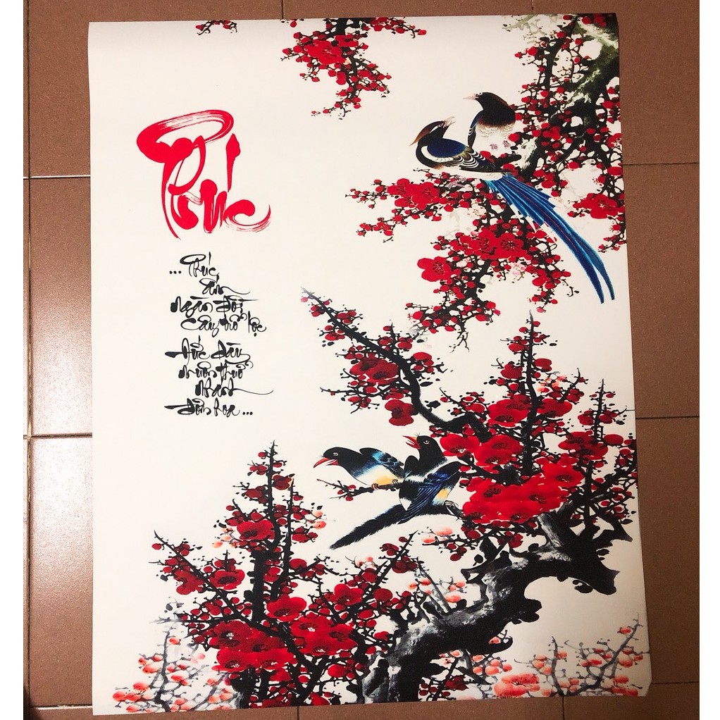 SA ภาพวาดผนังดอกพีชคํา Phuc HD-D007 ขนาด 45 x 60 ซม. หุ้มเลื่อม