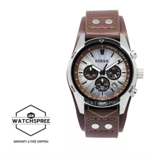 Fossil Cuff Chronograph Men's Leather Watch CH2565