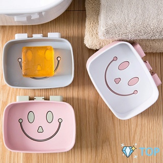 กล่องสบู่ หน้ายิ้มติดผนังได้ ไม่ต้องเจาะผนัง ที่วางแชมพู ชั้นวางของ Smiley soap box