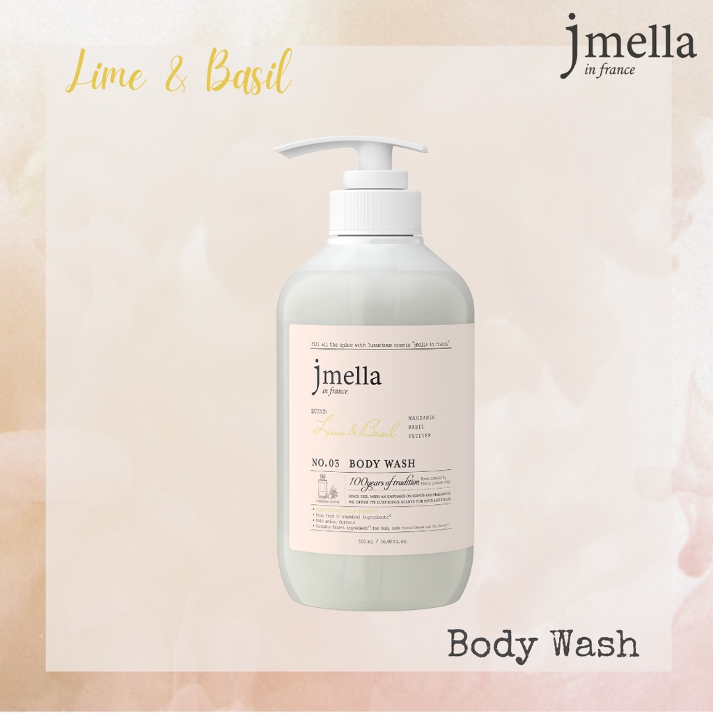 JMELLA IN FRANCE LIME & BASIL SERIES (เจลอาบน้ำ, แชมพูสระผม, บอดี้โลชั่น, ทรีทเมนท์บำรุงผม)