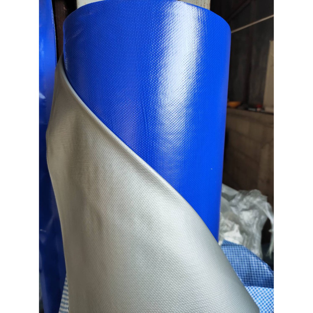 ผ้าใบพีวีซีเคลือบสีเทากันยูวี หน้ากว้าง 1.56 เมตร ขายเป็นเมตรส่งฟรี