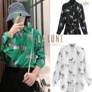 🦓LALUNE🦓 เสื้อผู้หญิง ลายม้าลายตัว 3 สี เชิ้ตแฟชั่น ใส่เที่ยว ทำงาน สไตล์เกาหลี ทรงสวย ใส่สบาย ผ้าพริ้วมีน้ำหนัก