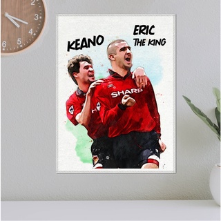 โปสเตอร์ ผ้าแคนวาส Roy Keane+Eric Cantona Manchester United ตำนาน นักฟุตบอล แมนยู แมนเชสเตอร์ยูไนเต็ด