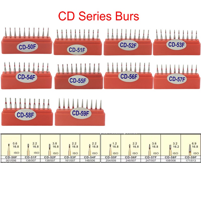 10 ชิ้น/เซ็ตเพชร burs เจาะสําหรับเด็ก CD Series Dia-burs