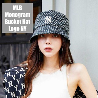 MLB monogram bucket hat หมวกปีกสีดำ  โลโก้ NY