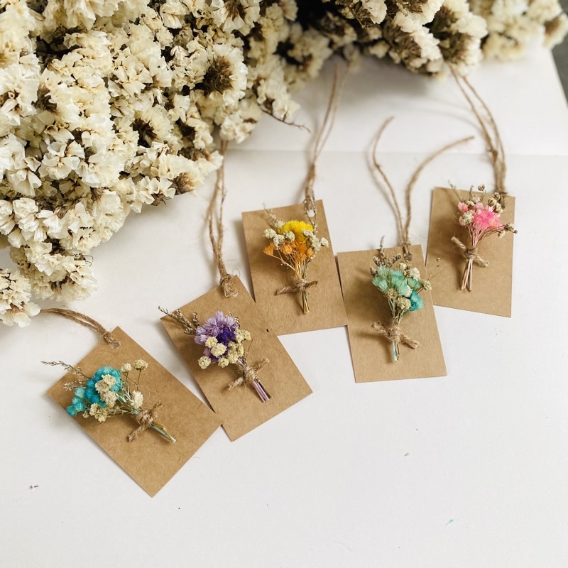 𝓁𝒾𝓁𝒾 ป้ายแท็ก Tag ช่อดอกอคิเลียแห้ง ขนาด 8x5 cm. Dry Flower Tag