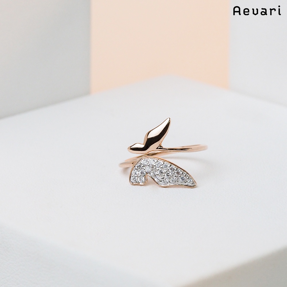 Aevari Butterfly Free Size Ring Sterling Silver 925 with White CZ and ...