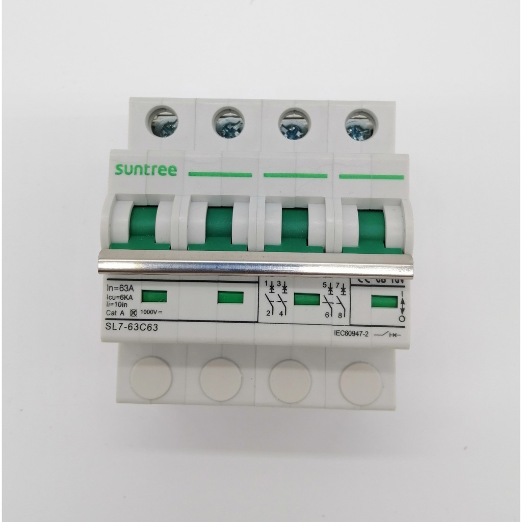 DC 1000V 4P-20A/32A/50A/63A เบรกเกอร์ไฟฟ้า โซลาร์เซลล์ SUNTREE รุ่น SL7-63-1000V-4P-20A/32A/50A/63A 