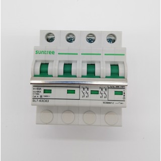 DC 1000V 4P-20A/32A/50A/63A เบรกเกอร์ไฟฟ้า โซลาร์เซลล์ SUNTREE รุ่น SL7-63-1000V-4P-20A/32A/50A/63A 4 Pole