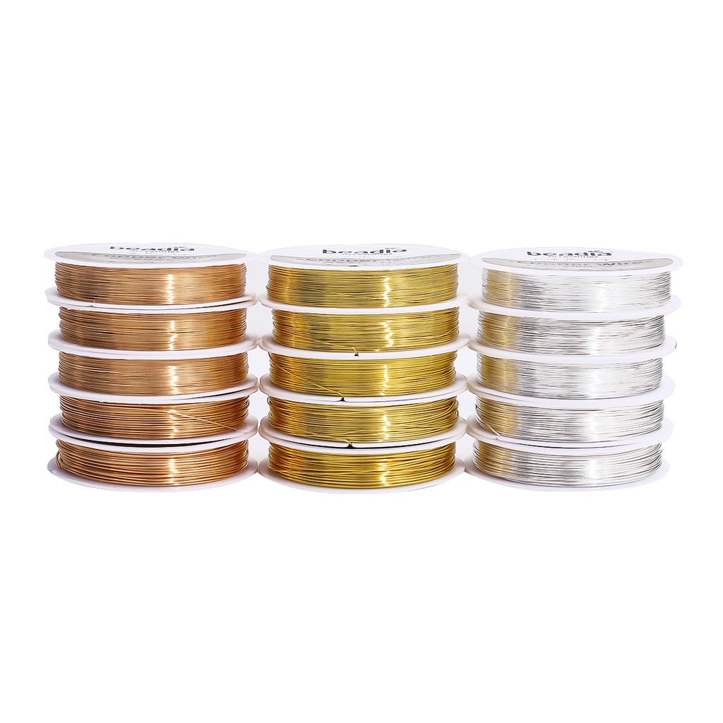 ลวดทองแดง ทรงกลม 20 เกจ ขนาด 0.3-0.8 มม. ไม่ซีดจาง สีเงิน ทอง สําหรับทําเครื่องประดับ DIY 1 ม้วน【การเก็บรักษาสี】
