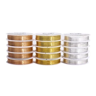 ลวดทองแดงสีคงทนสำหรับร้อยลูกปัด ขนาด 0.3-0.68 มม. สำหรับ DIY งานเครื่องประดับและงานคราฟต์
