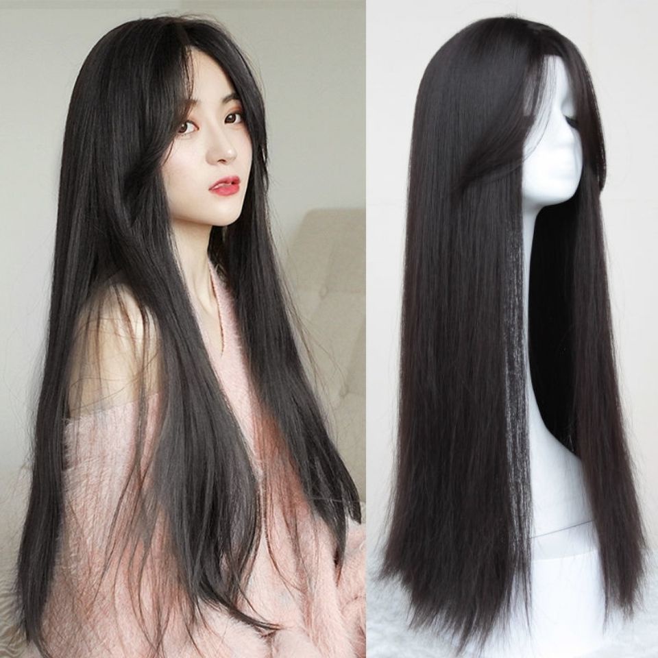 วิกผมผู้หญิง ผมยาวตรงแสกกลาง วิกผมแสกกลางมีหน้าม้าตรง Women's center parted wig