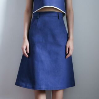 ELLA Midi Skirt (ยีนส์ NAVY)