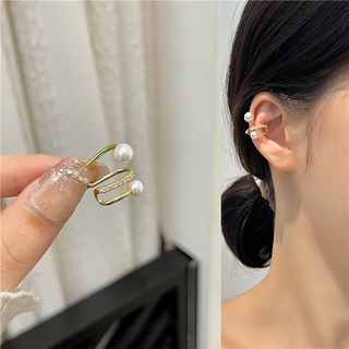 💗พร้อมส่งค่ะ💗Ear cuff ต่างหูเกลียวคลิปเกี่ยวใบหูแต่งมุกและเพชร #E0032