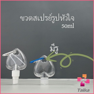 Taika ขวดสเปรย์รูปหัวใจ พร้อมตะขอเกียว สะดวกพกพา  Heart shaped spray bottle