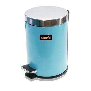 ถังขยะสแตนเลส 5 ลิตร สีฟ้า ซันโว Stainless 5 Liter Trash Bin Sanvo Blue