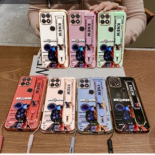 เคสโทรศัพท์มือถือ ซิลิโคนนิ่ม พร้อมสายคล้องข้อมือ ลายการ์ตูน สําหรับ Casing For Oppo A32 A53 A15 A15s A35 Soft Silicone Wrist Strap Cartoon Holder Phone Case with Gift Lanyard