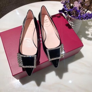 รองเท้า NEW ROGER VIVIER GOMMETTINE STRASS BUCKLE BALLERINAS