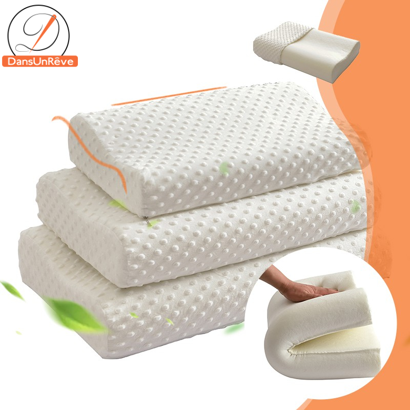 หมอนรองคอยางพารา pillow บรรเทาอาการปวดคอ เด้งกลับช้า หลายขนาด ไซซ์ S M L