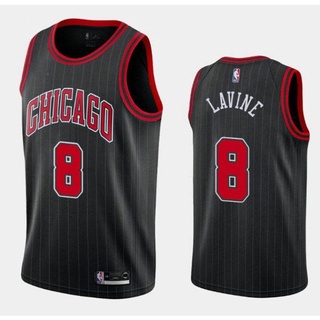 เสื้อกีฬา NBA Jersey Chicago Bulls 8# Lavine เสื้อกีฬาแขนกุด สีดํา พลัสไซซ์