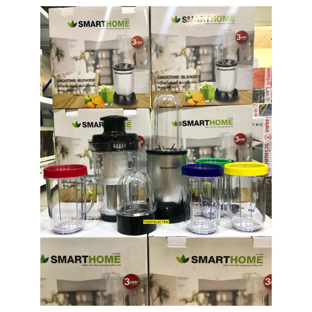 Smarthome เครื่องปั่นสมูทตี้ อเนกประสงค์ Smoothie Blender รุ่น BD-2011 พร้อมแก้ว 4 ใบ รับประกัน 1 ปี เครื่องปั่นสมูทตี้ ไชยชนะ เครื่องปั่นสมูทตี้ ร้านกาแฟ