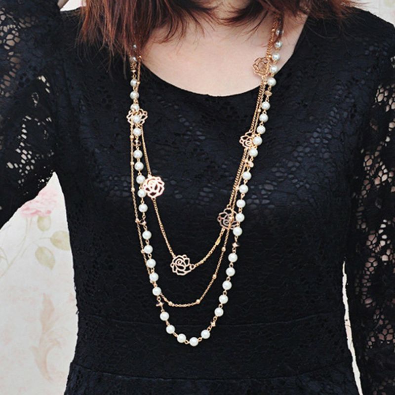 Rantai Labuh utk สร้อยคอไข่มุกหลายชั้น hijabis