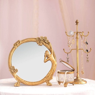 Makeup Mirror Court สไตล์ย้อนยุค Retro Resin Maid Princess Princess Mirror