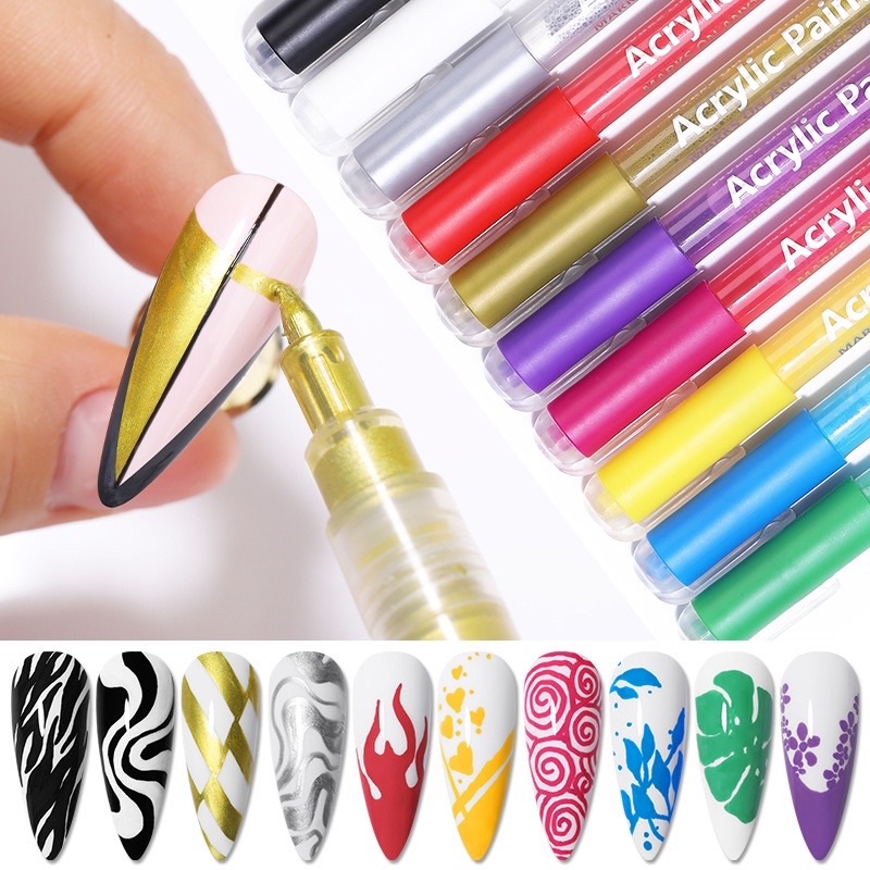 ปากกาเพ้นท์ ปากกาอะคริลิก12สี/18สี 12 Colors Acrylic Paint Markers Set Water-Based Art Marker Pen 0.7mm Fine Tip for DIY
