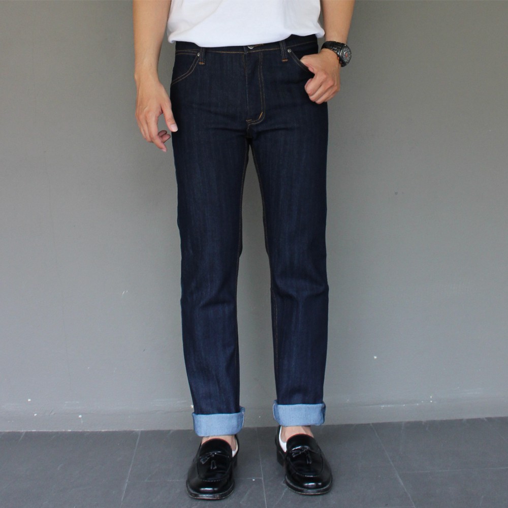 ใส่โค้ด GDZDEC1 ลด 15% Golden Zebra Jeans กางเกงยีนส์ชายเอวผ้ายืดขากระบอกสีน้ำเงินไซส์เล็กไซส์ใหญ่(เอว28-44)