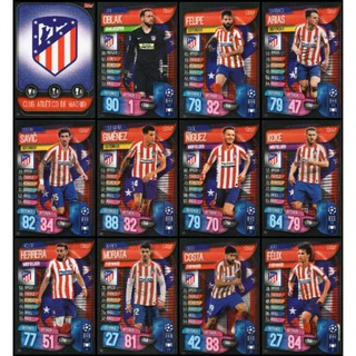 Match Attax 19/20 Atletico Madrid Full Team Base Card Set 12 ใบ