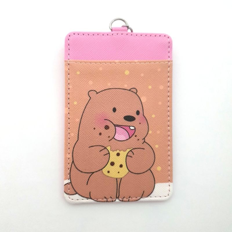 น่ารัก We Bare Bears Grizzly Bear Cookie Ezlink Card Holder พร้อมพวงกุญแจ