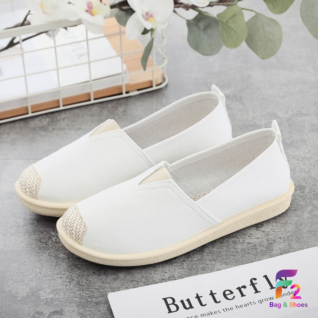 🚨F2 พร้อมส่ง🚨 รองเท้าผ้าใบทรงสลิปออน 2สี เนื้อผ้า เบานุ่ม ใส่สบาย เบอร์35-40