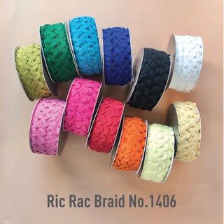 MOMOTARA No.1406 ซิกแซก Ric Rac Braid ขนาด 1.7 CM ยาว 36 หลา เทป diy ตกแต่ง งานฝีมือ  ริบบิ้น ริบบิ้นผ้า วัสดุตกแต่ง