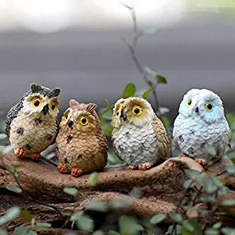 ตุ๊กตานกฮูก ขนาดเล็ก สำหรับตกแต่งสวน 4 ชิ้น