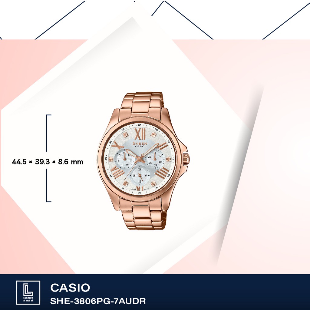 นาฬิกาข้อมือ casio sheen รุ่น SHE-3806PG-7AUDR