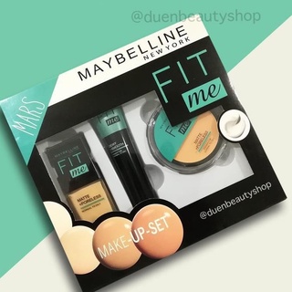 💁เซ็ต แป้ง+รองพื้น+ไพรเมอร์ 3ชิ้น / 1เซ็ต (ฟิตมี เมบาลีน) 💛 Makeup Maybelline Fit Me New Matte Poreless SET