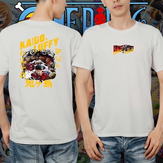 แขนสั้นcrew neckเสื้อยืด พิมพ์ลายอนิเมะ One Piece Luffy 4th Gear v Kaido สีขาว ดํา คุณภาพพรีเมี่ยม S-XXXXL