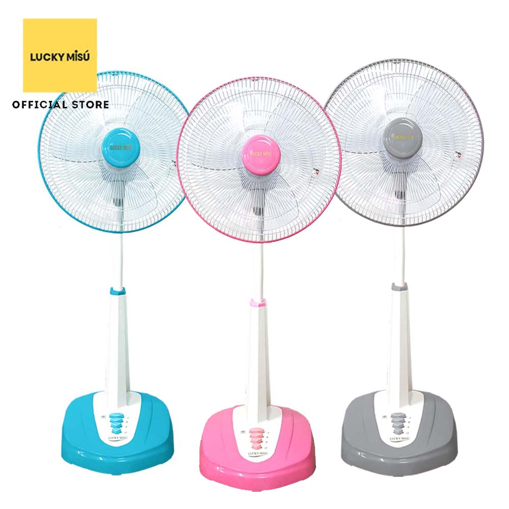 [ส่งด่วน] Lucky Misu พัดลมสไลด์ 16″  LM 144 สีเขียวน้ำทะเล สีเทา สีชมพู_55