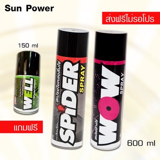 LUBE71 SPIDER+WOW สเปรย์น้ำมันใยหล่อลื่นโซ่+สเปรย์ล้างโซ่ ขนาด 600 มล. แถม WELL 150ml