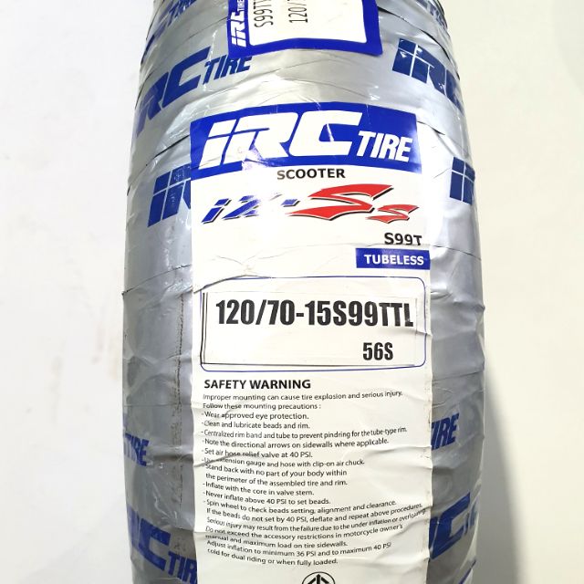 ยางนอก (IRC) IZ-SS  X-MAX300 FORZA300/350 ยางหน้า 120/70-15 เบอร์เดิมติดรถ รหัสสินค้า TY22611