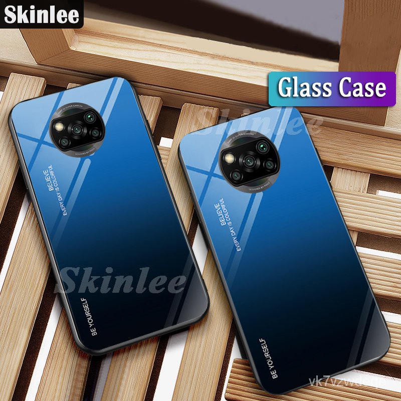 Glass Case For Xiaomi Poco X3 Pro Tempered Glass Protector Glossy Gradient Phone Cover Casing 9544