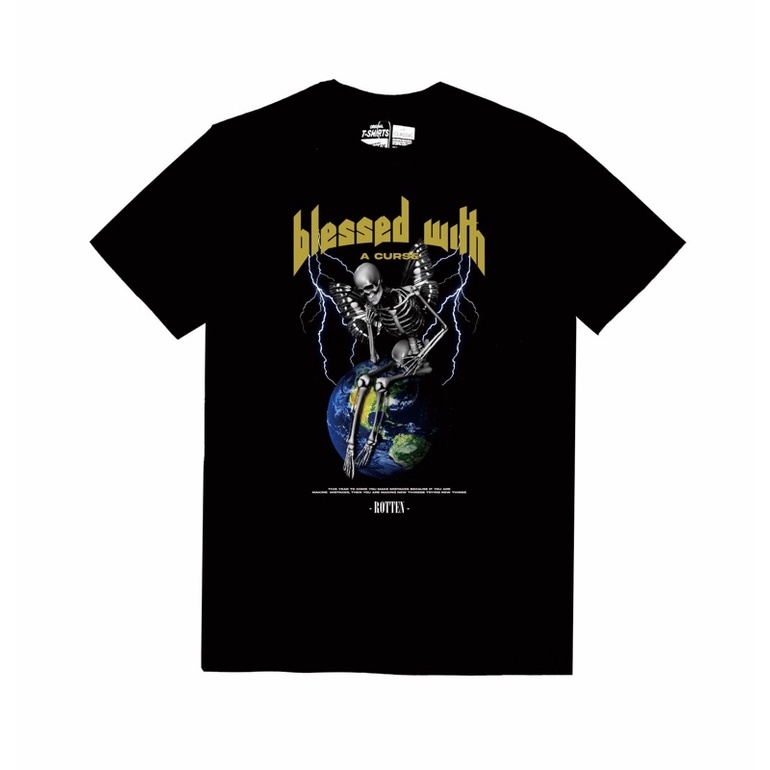 Rotten - เสื้อยืดสีดํา Skull Meta World