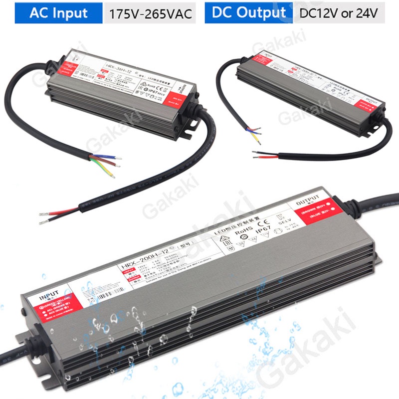 36w-600w AC ถึง DC 12V 24V Led Strip แหล่งจ่ายไฟ Transformers Driver IP67 กันน้ํา THK1