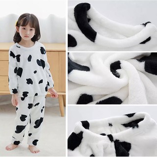 🐮🐮สินค้าพร้อมส่ง✅✅ชุดนอนขนนุ่มฤดูหนาวห้องแอร์ลายวัว