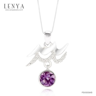 Lenya Jewelry จี้สัญลักษณ์ Zodiac ประจำราศีกุมภ์ เจ้าแห่งเสน่ห์ และรักอิสระ ประดับพลอยสีอะเมทิสต์ และ คิวบิกเซอร์โคเนีย